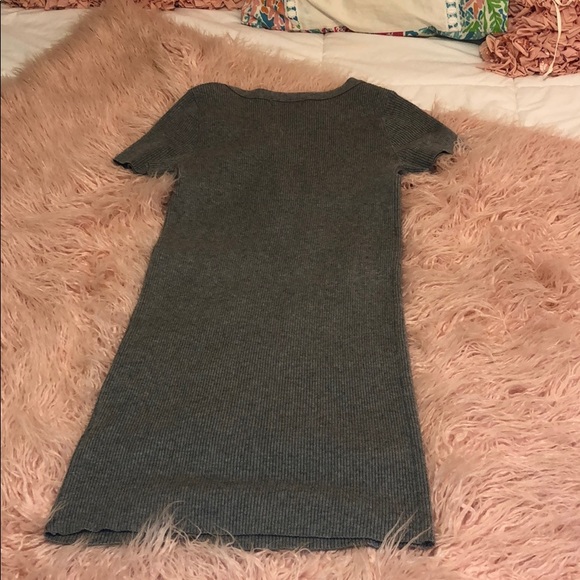 Lace Up Grey Sweater Dress - Picture 4 of 5